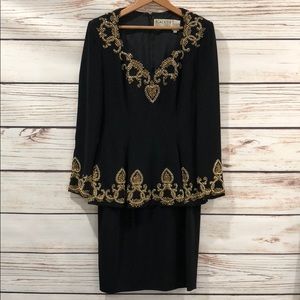 Vintage Oleg Cassini Black tie. Size 10. embellished.